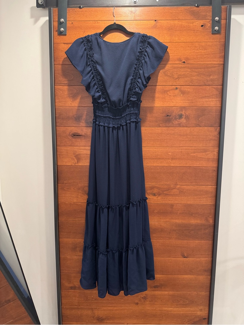 Navy Ruffled Maxi Dress - Picture 2 of 2